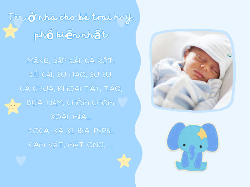 Tên ở nhà cho bé trai hay, phổ biến nhất