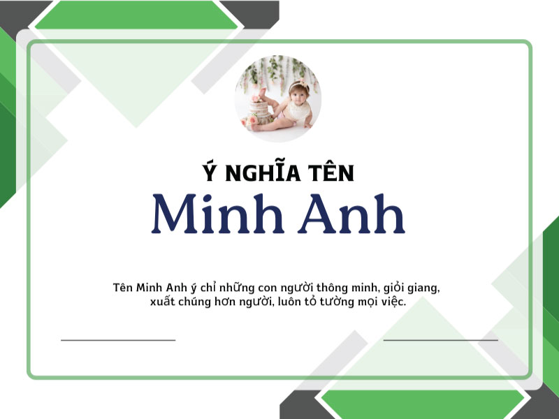 Tên Minh Anh ý chỉ những người thông minh, giỏi giang, xuất chúng