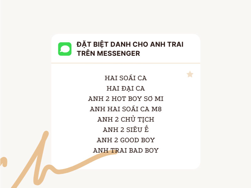 Đặt biệt danh cho anh trai trên messenger