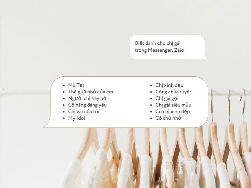 Biệt danh cho chị gái trong Messenger, Zalo