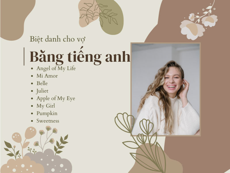 Biệt danh cho vợ bằng tiếng Anh dễ thương, ý nghĩa
