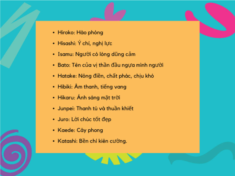 Đặt biệt danh tiếng Nhật hay cho Nam