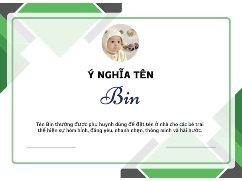 Ý nghĩa tên Bin