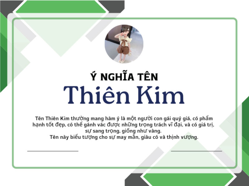 Ý nghĩa tên Thiên Kim