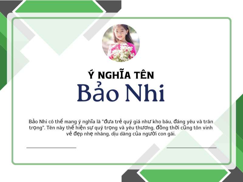 Ý nghĩa tên Bảo Nhi